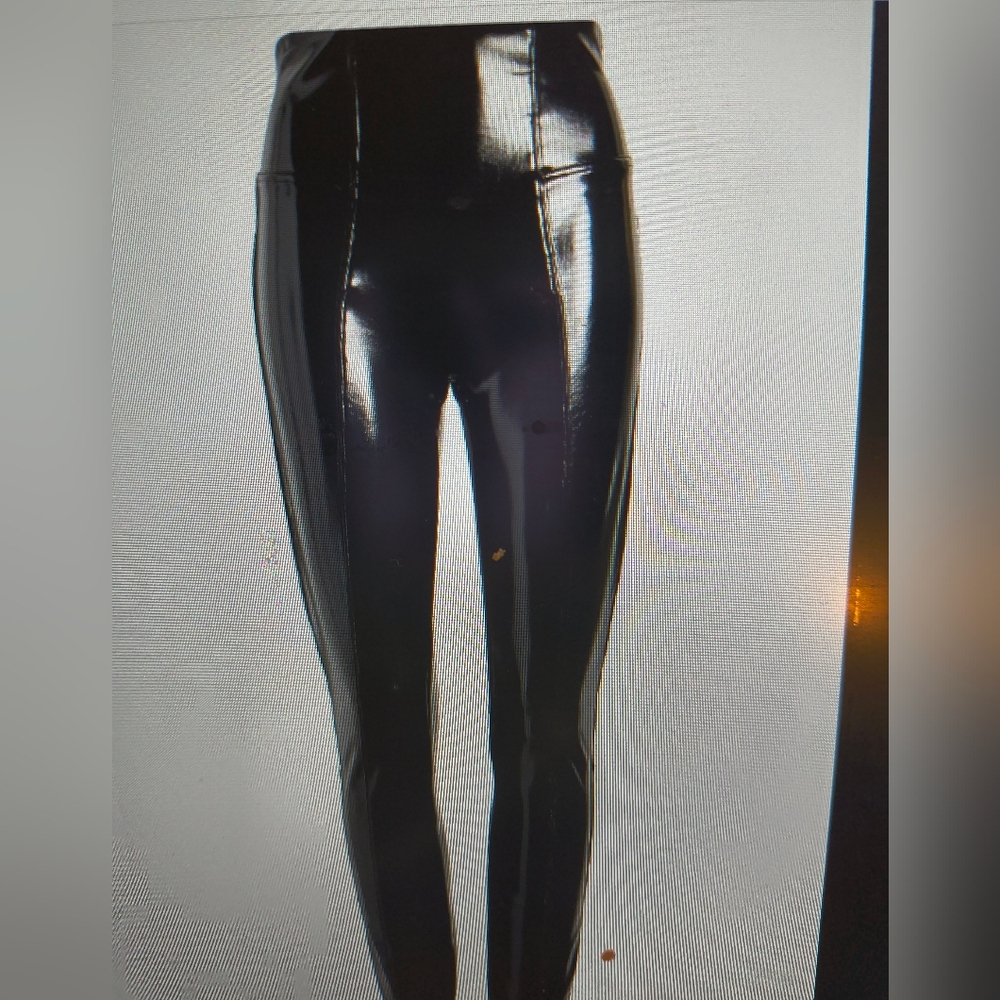 Spanx Faux Leather  High-Shine Black Patent Leggings XS NWT